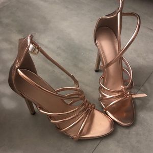 Gold metal high heels